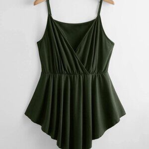Shein Curve Unity Plus Surplice Front Dip Hem Cami Top Size 4XL 20 Dark Green